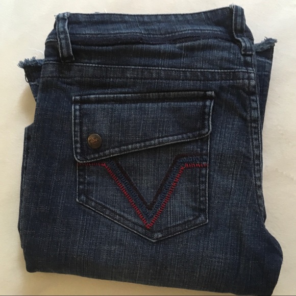 VOLCOM STONE• Dark Denim Distressed Bootcut Jeans - Picture 4 of 6